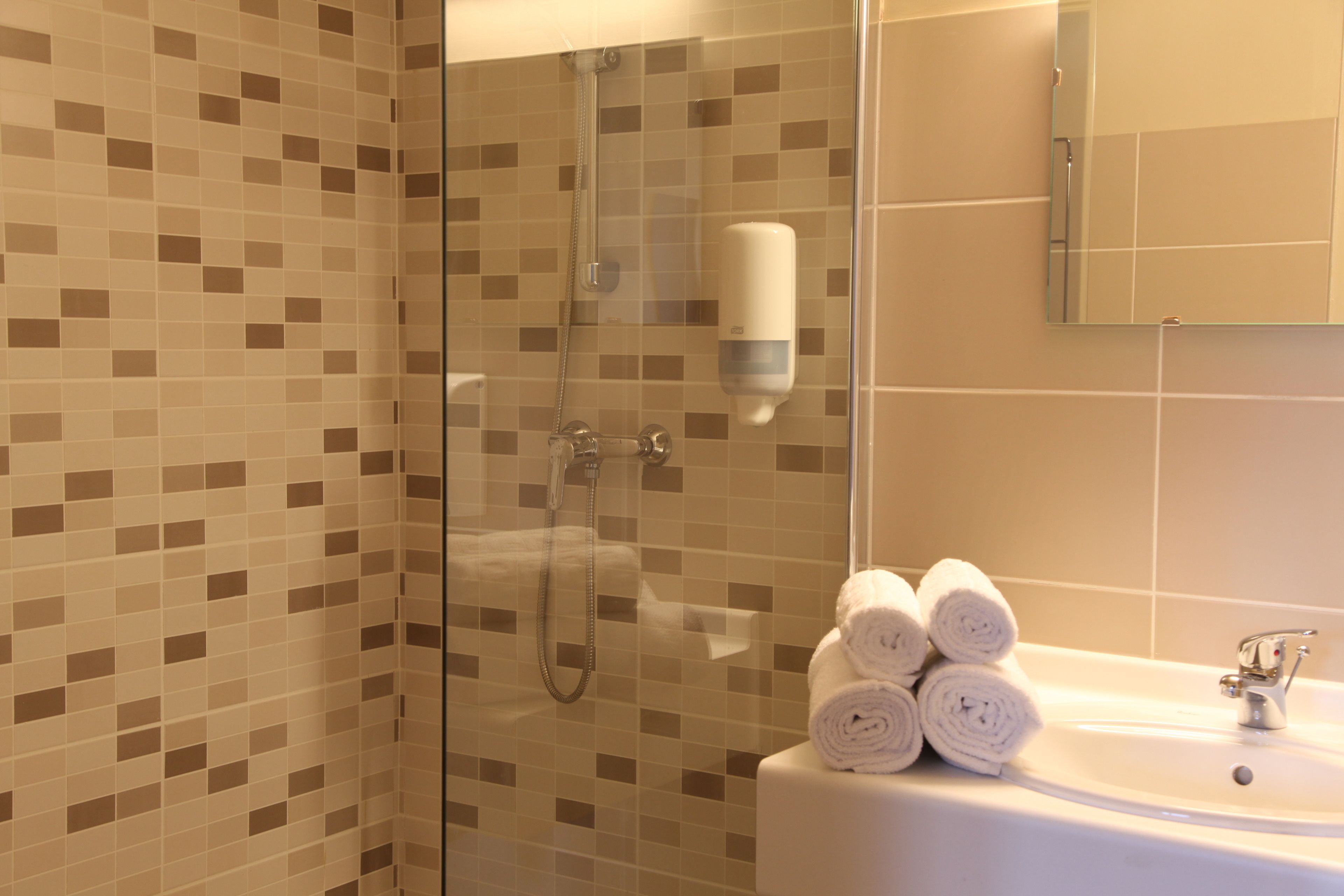 double or twin room | bathroom | shower, free toiletries, hair dryer, towels