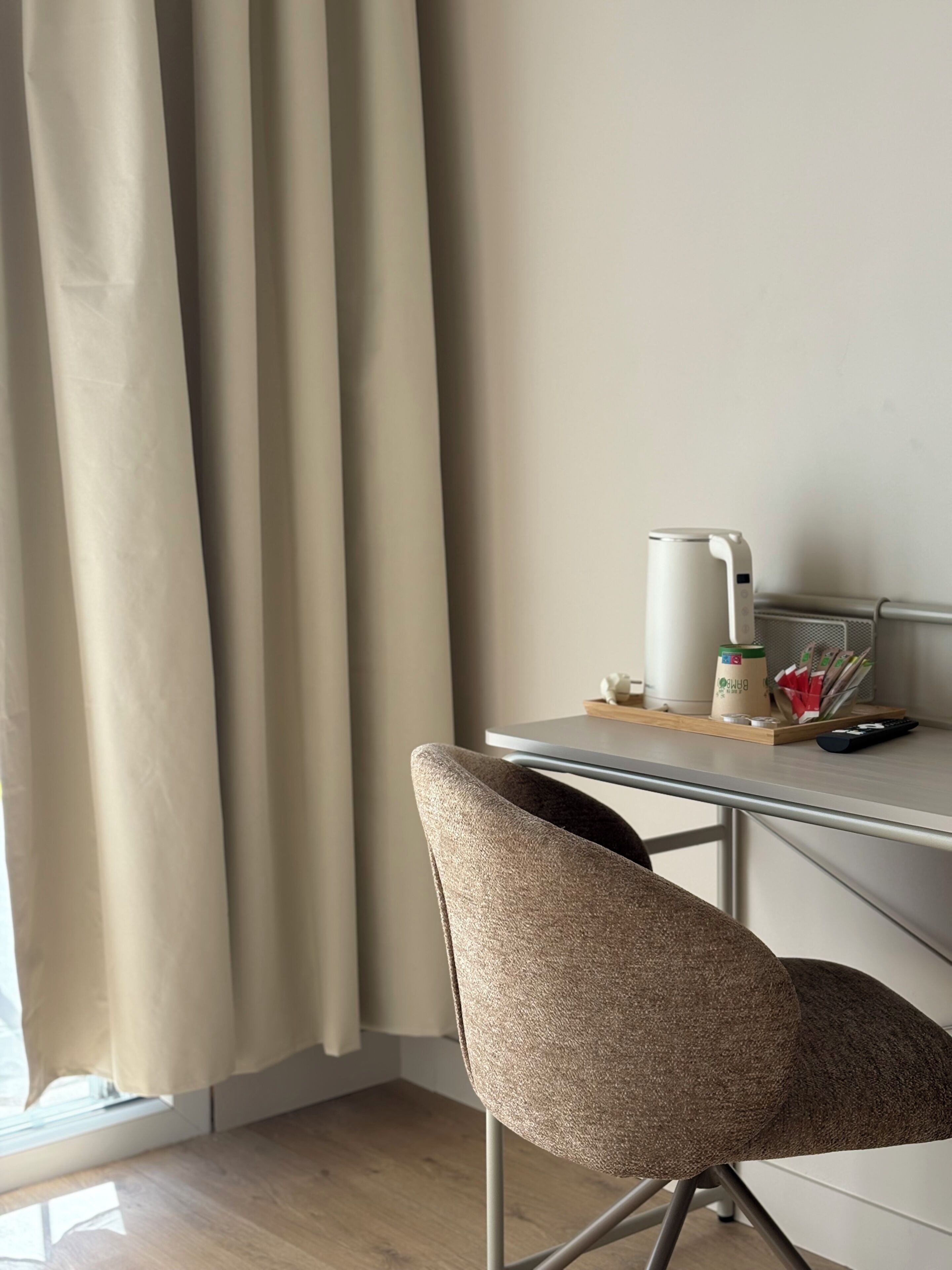 Desk, blackout curtains, free WiFi, bed sheets