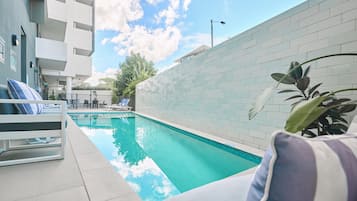 Outdoor pool, sun loungers