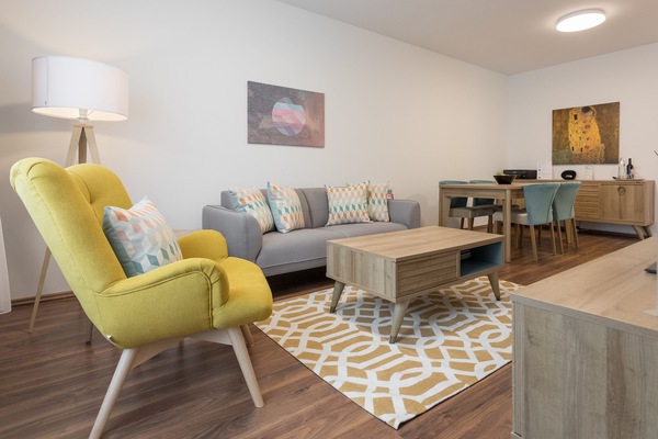 Relaxing living room for long walks at the city center