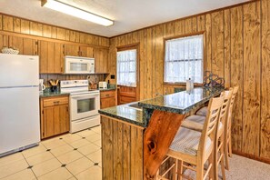 Fridge, microwave, stovetop, dishwasher - Lake Waccamaw Home w/ Fenced Yard & Shared Pier! (Lake Waccamaw)