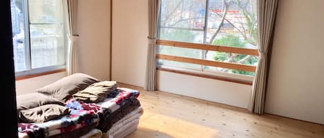 Desk, free WiFi, bed sheets