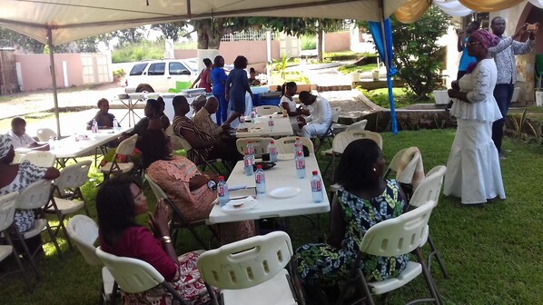 Outdoor banquet area