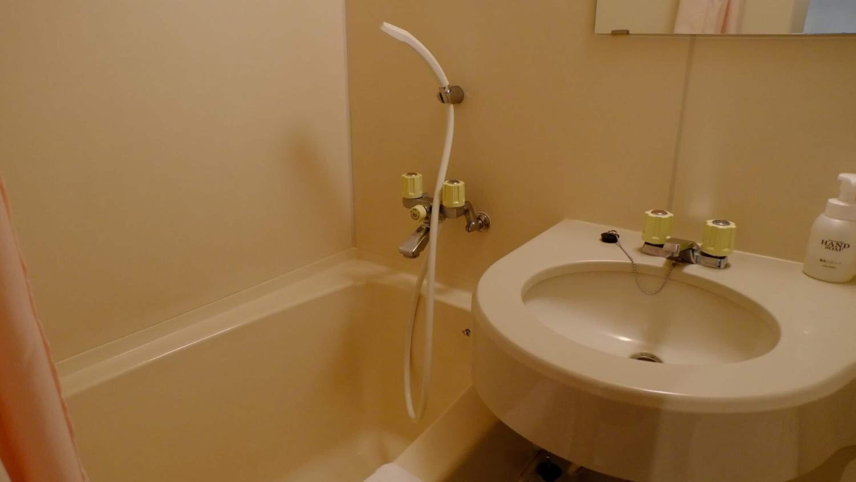 combined shower/bathtub, free toiletries, hair dryer, bathrobes