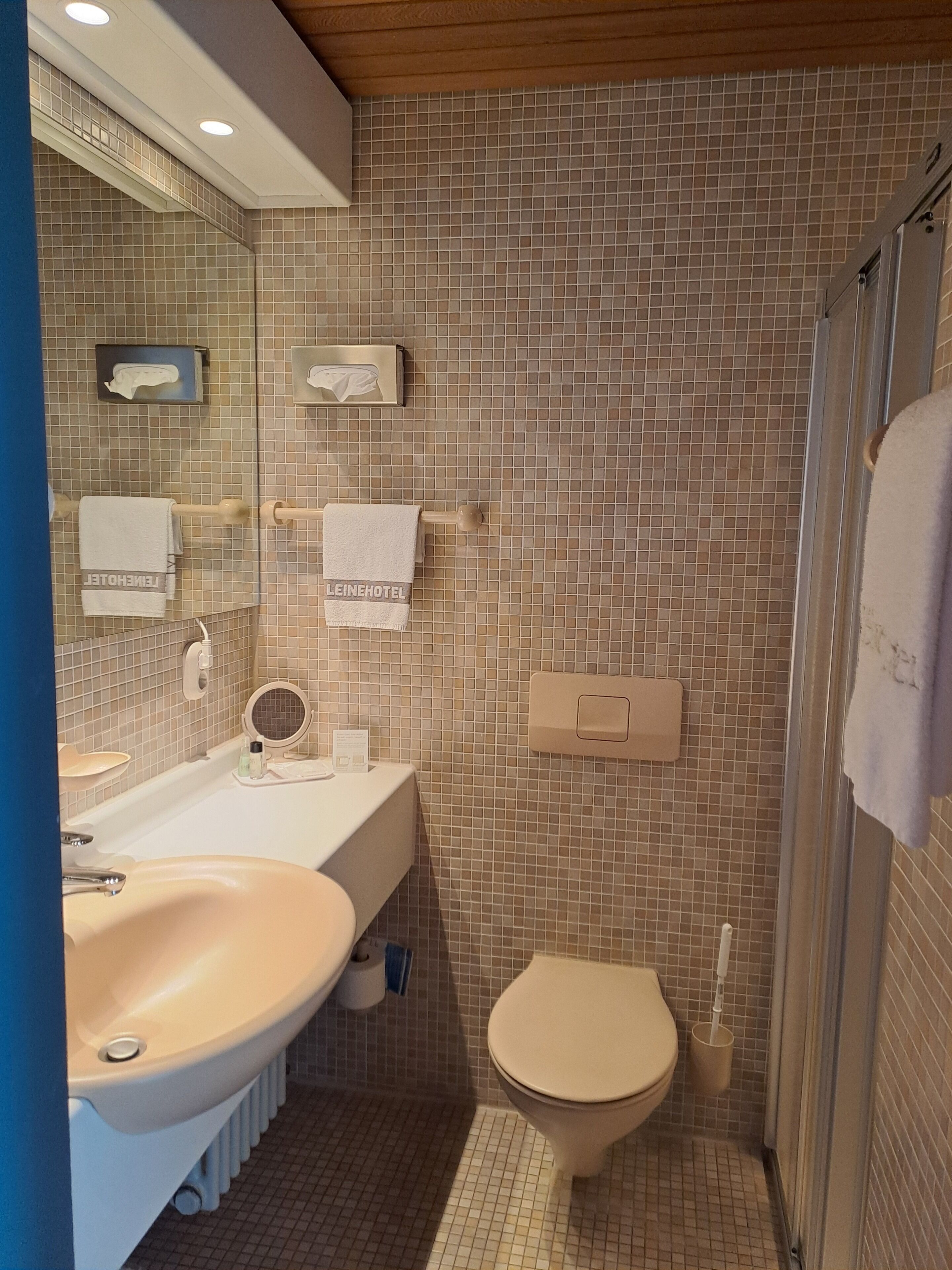 free toiletries, hair dryer, slippers, towels