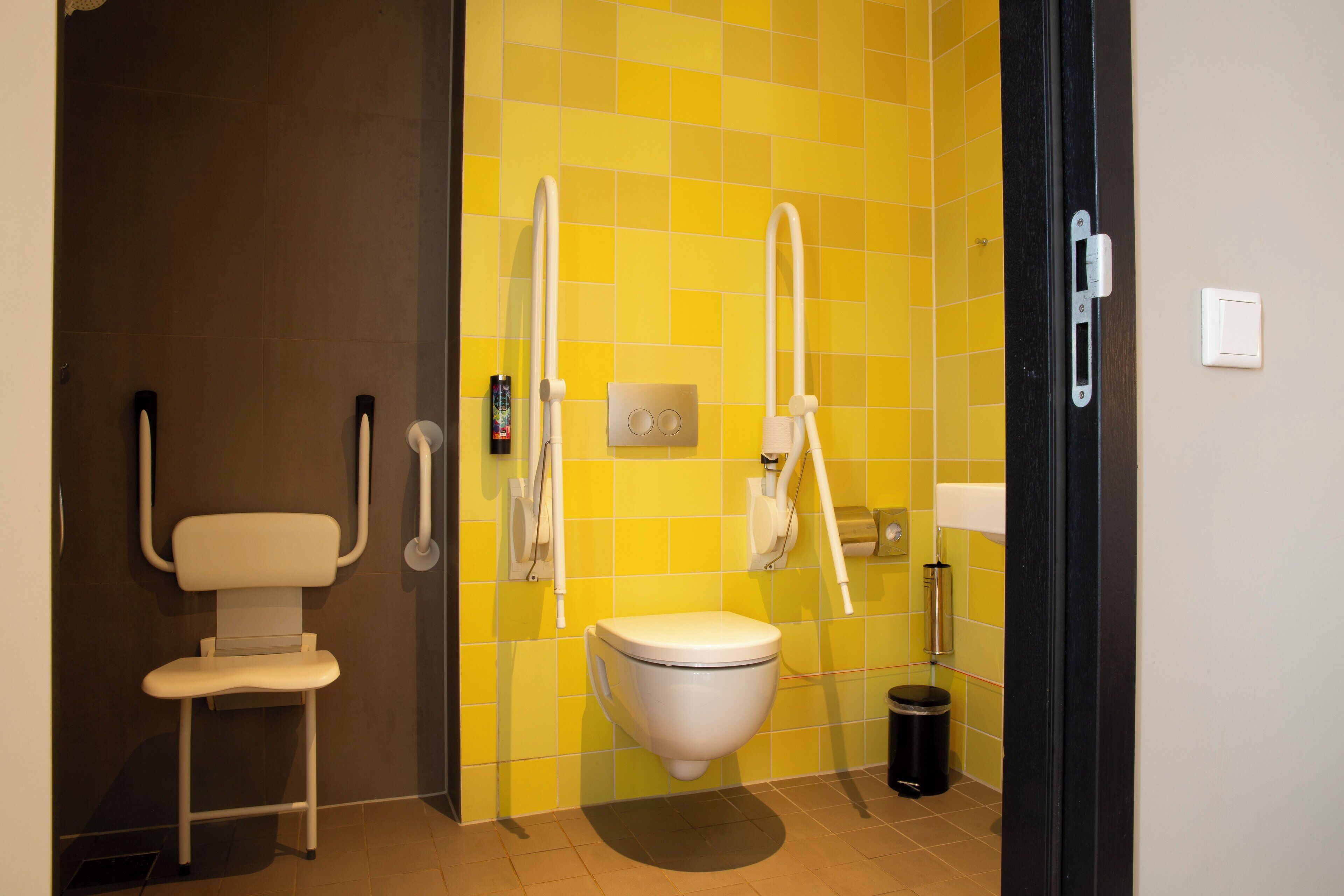 standard room, 1 queen bed, accessible | bathroom | shower, free toiletries, hair dryer, towels