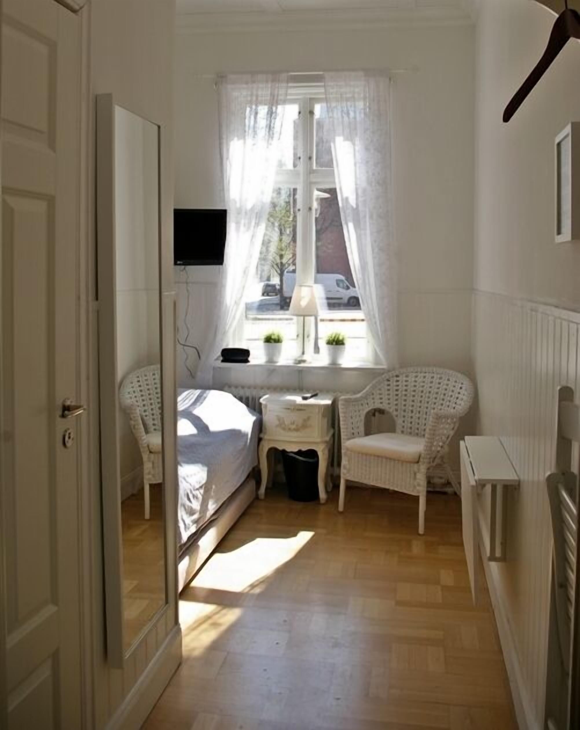 Desk, blackout curtains, iron/ironing board, free WiFi