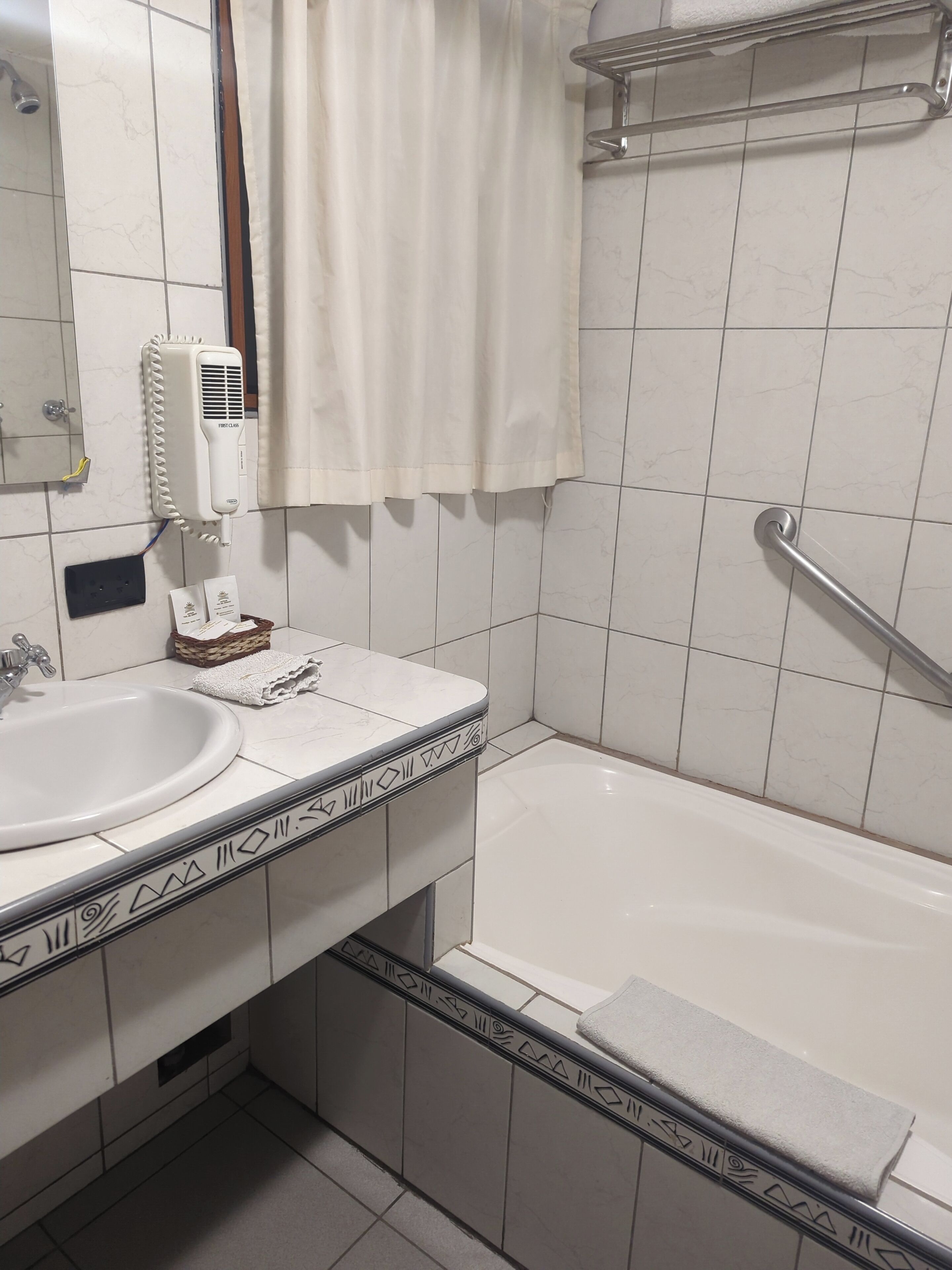 family room | bathroom | shower, free toiletries, hair dryer, towels