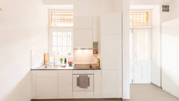 Apartment, 1 Bedroom (Hevesi Sandor square 1, 1077 Budapest) | Private kitchen | Fridge, microwave, oven, stovetop