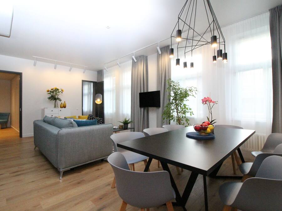 Apartment, 3 Bedrooms, Sauna | Living room | Flat-screen TV