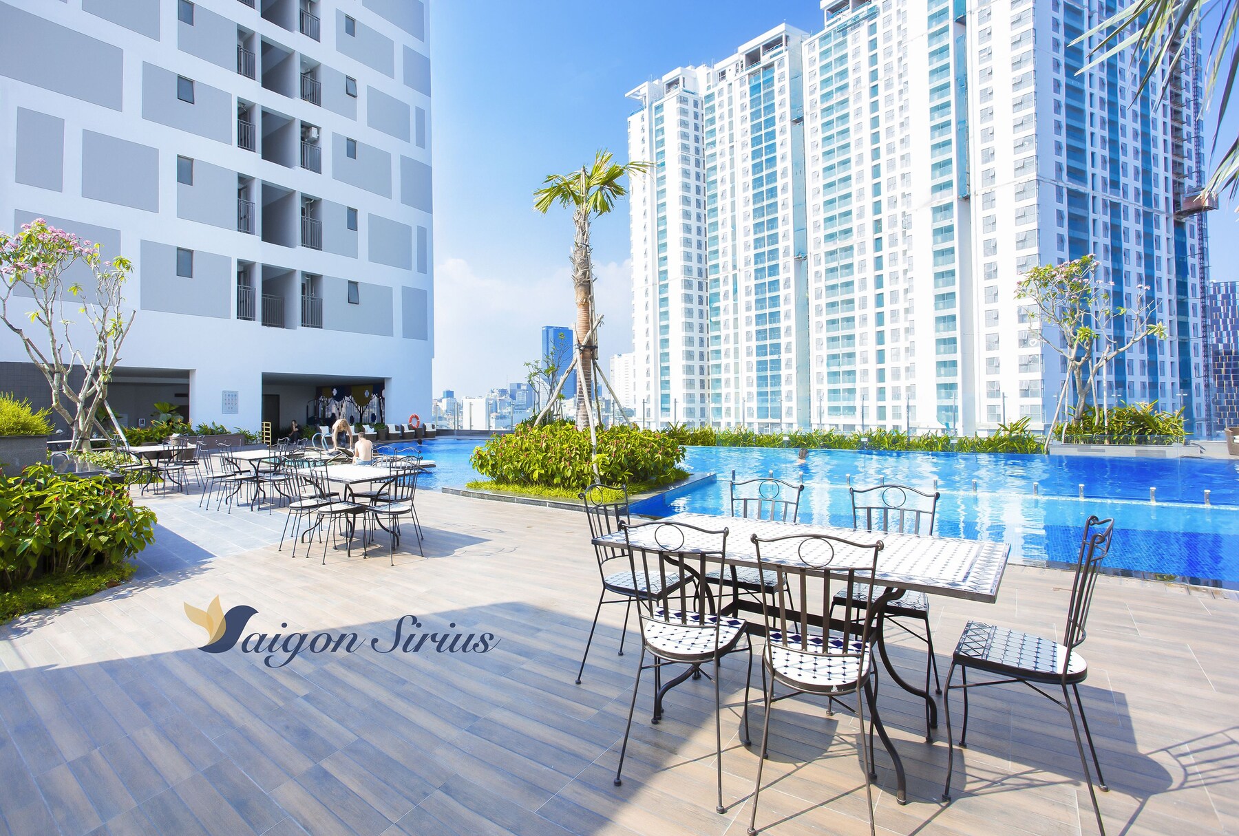 Outdoor pool, pool loungers