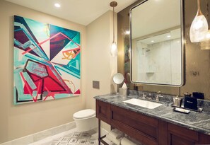 Shower, free toiletries, hair dryer, bathrobes