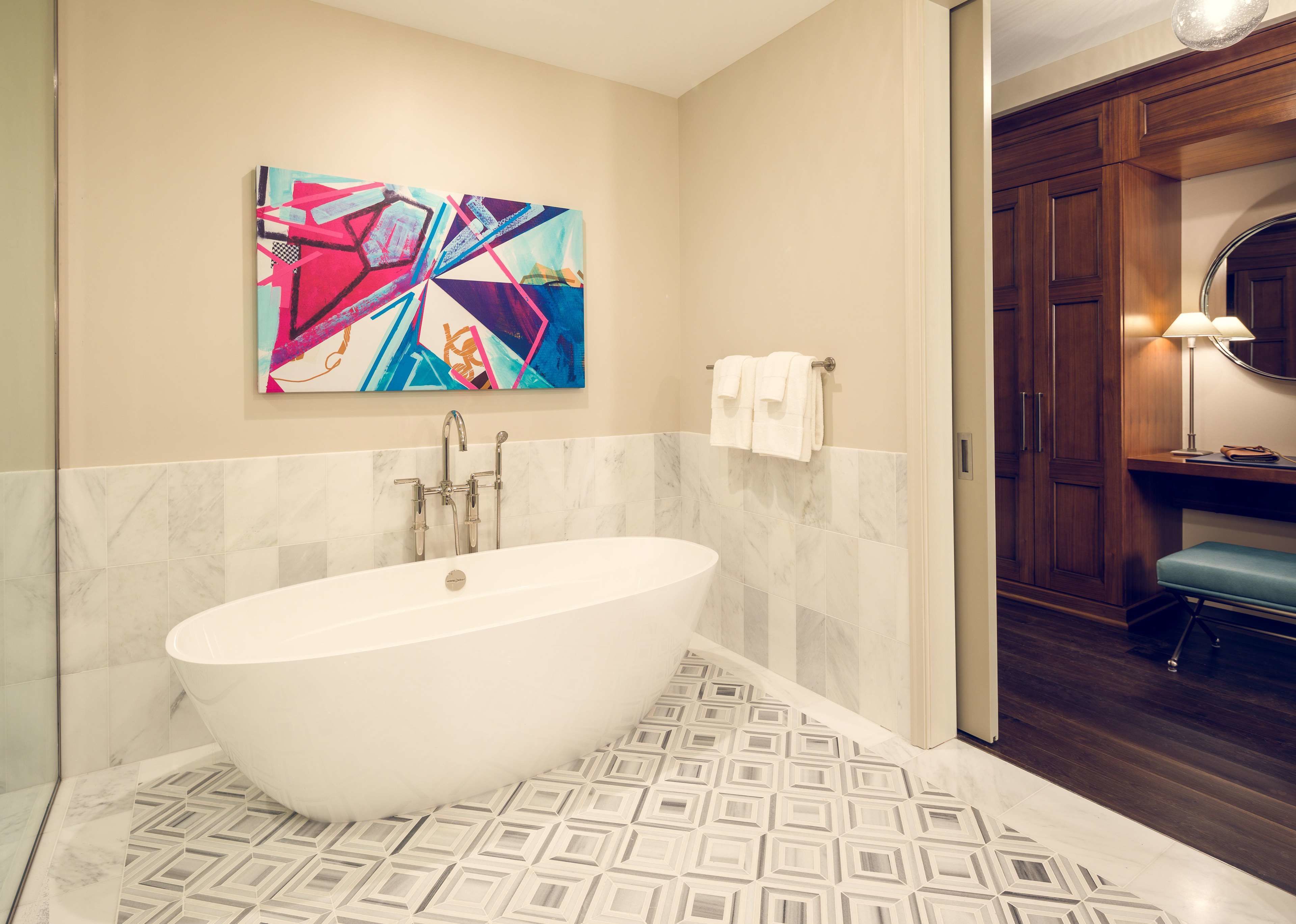 shower, free toiletries, hair dryer, bathrobes