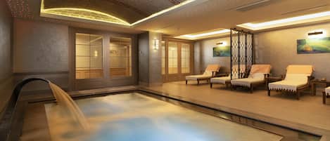 Behandelingskamers voor koppels, een sauna, een stoombad