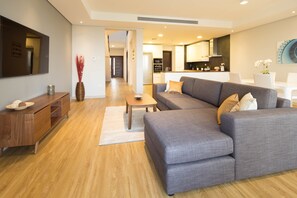 Luxury Villa, 2 Bedrooms, Beach View, Beachfront | Living room | Flat-screen TV