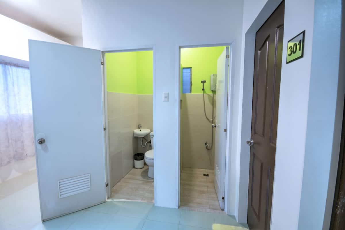 shower, free toiletries, bidet, towels