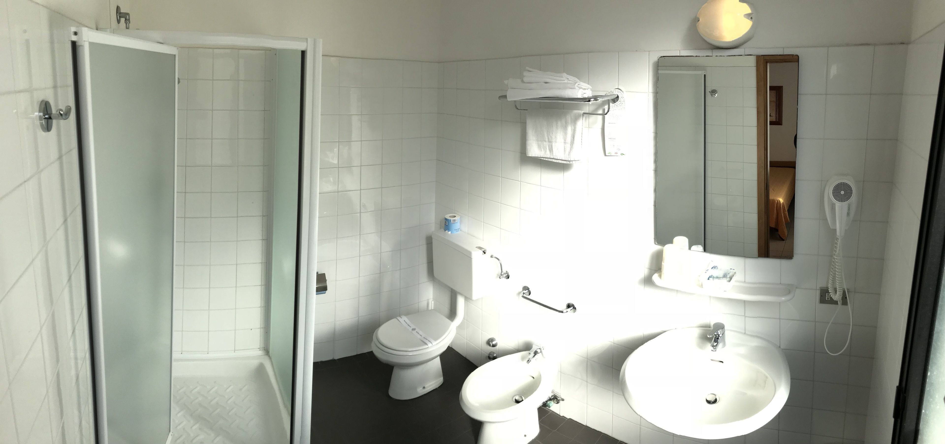 shower, free toiletries, hair dryer, bidet