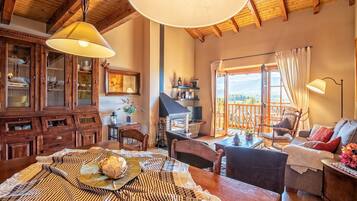 Télévision, cheminée, livres