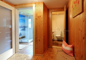 Hair dryer, towels, toilet paper