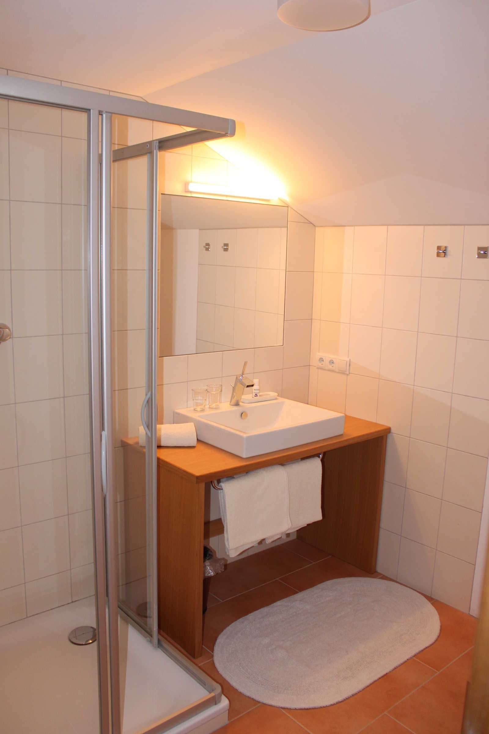 Dusche, Haartrockner, Handtücher