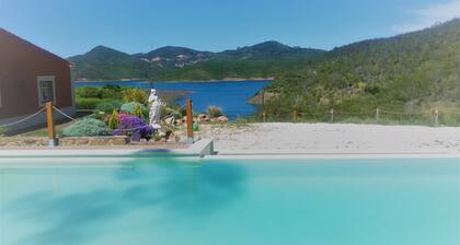 Luxurious villa with pool and idyllic lake landscape