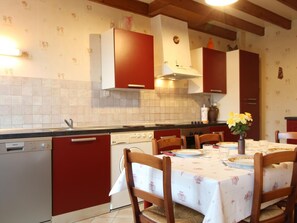Fridge, microwave, dishwasher