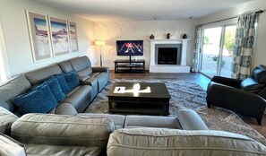 Smart TV, Hulu, DVD player, foosball