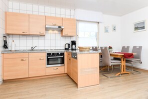 Fridge, oven, dishwasher, coffee/tea maker