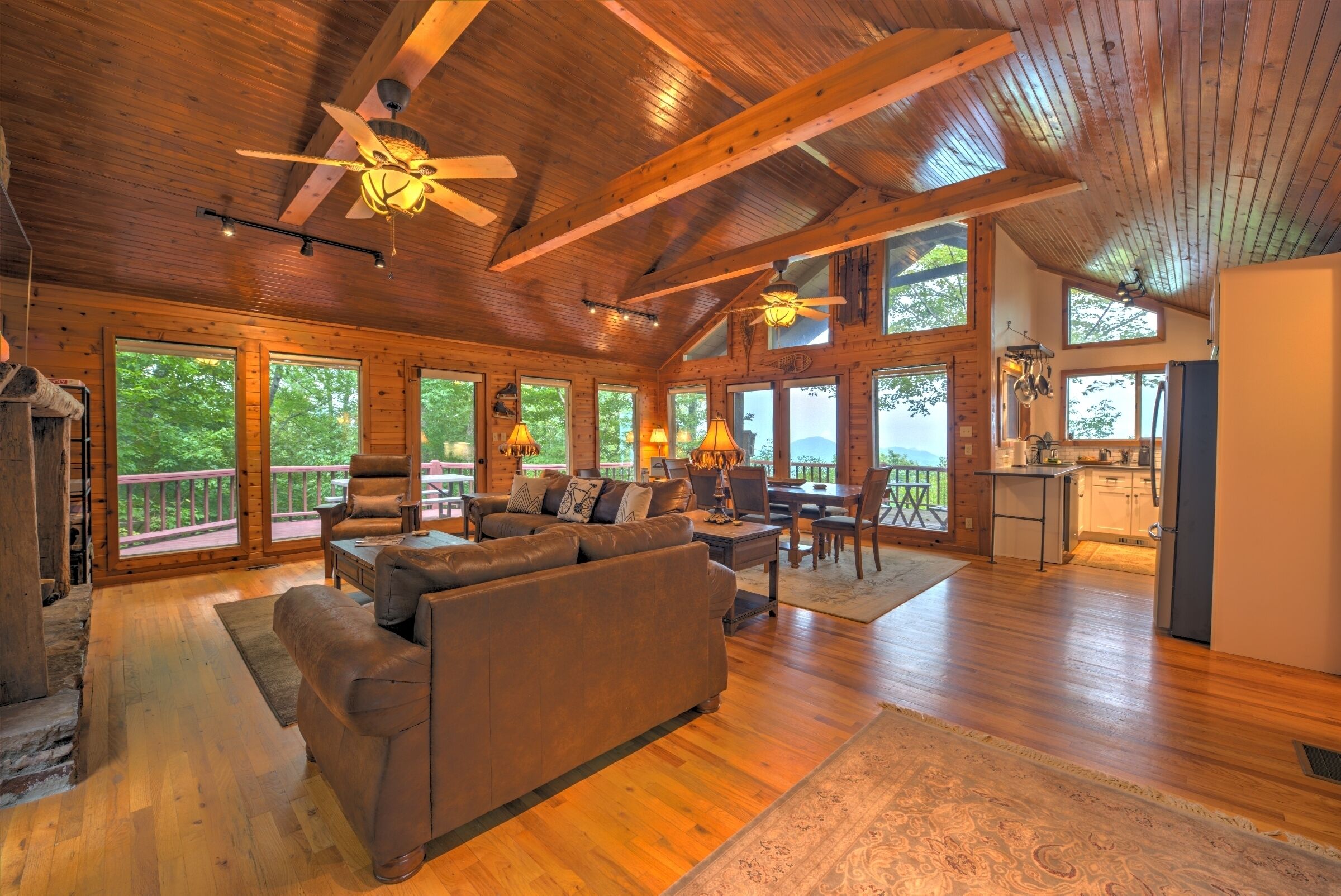 Smart TV, fireplace, DVD player, foosball