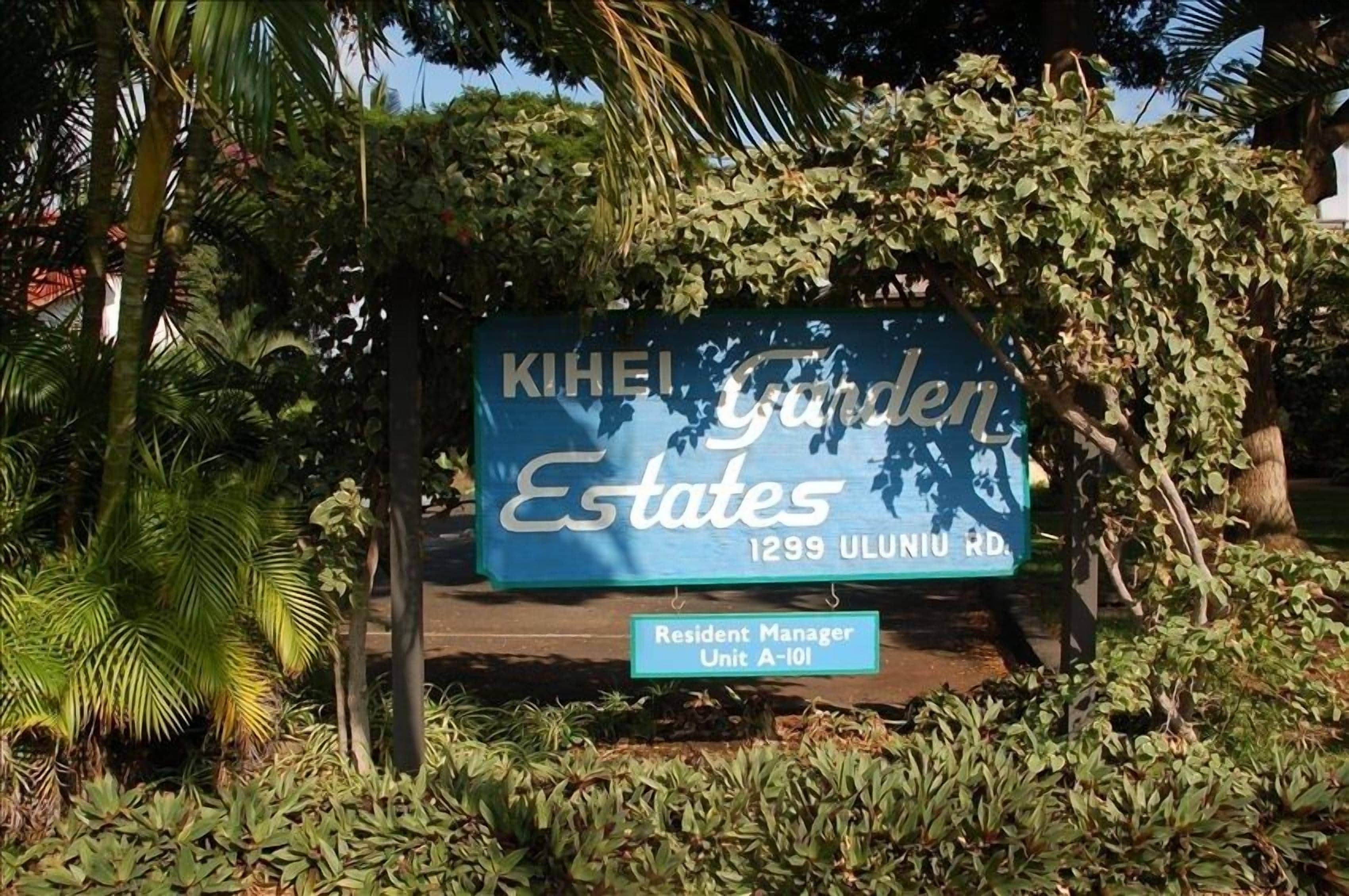 A sign for KIHEI Garden Estates at 1299 ULUNIU RD.