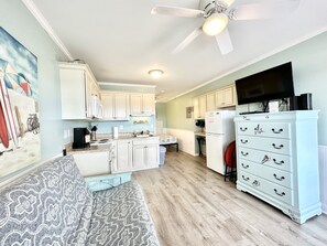 300 sqft studio with kitchen.