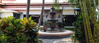 Vacker och privat bungalow omgiven av träd