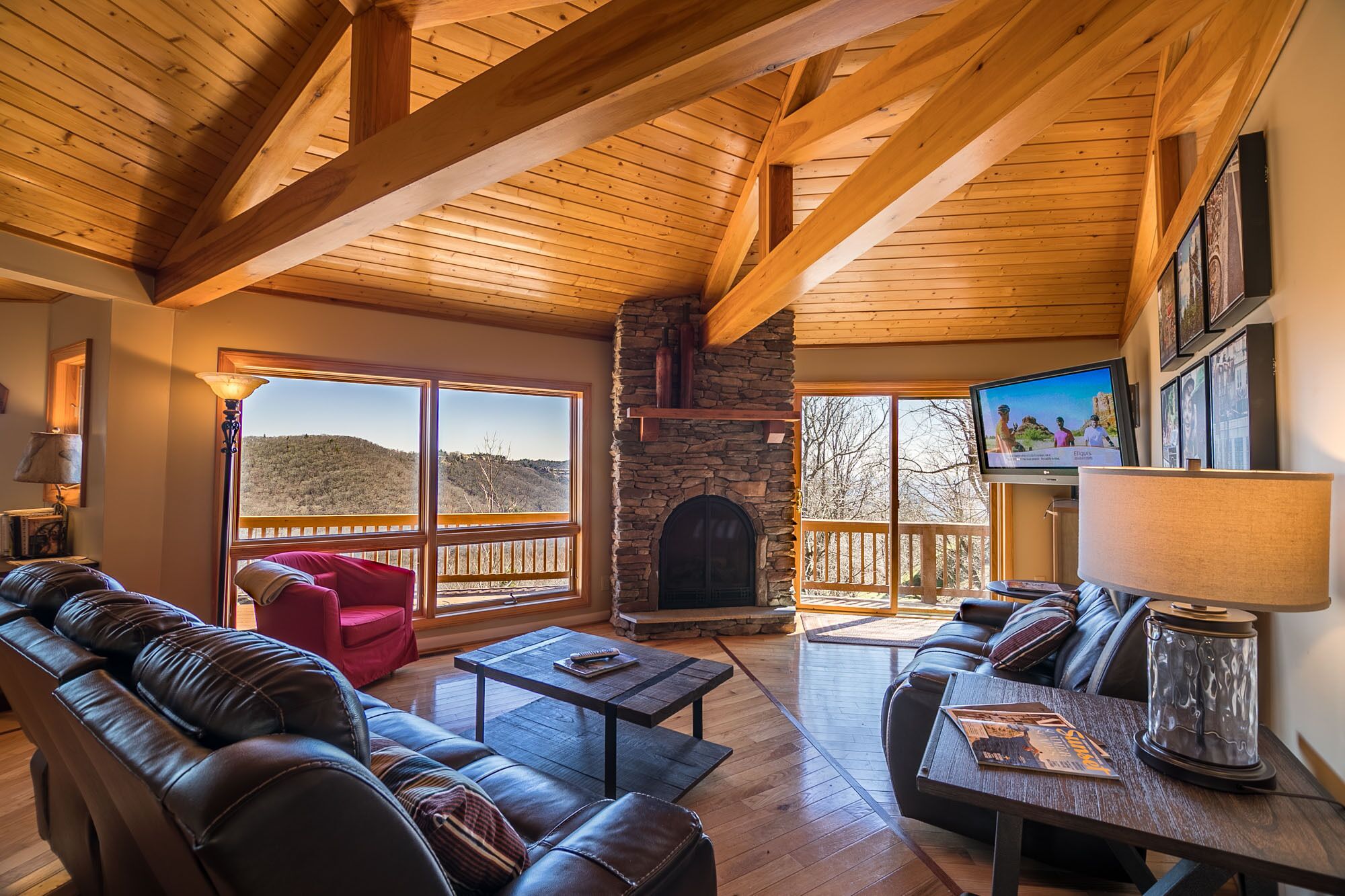 TV, fireplace, DVD player, books