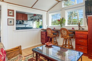 Fridge, microwave, coffee/tea maker, electric kettle