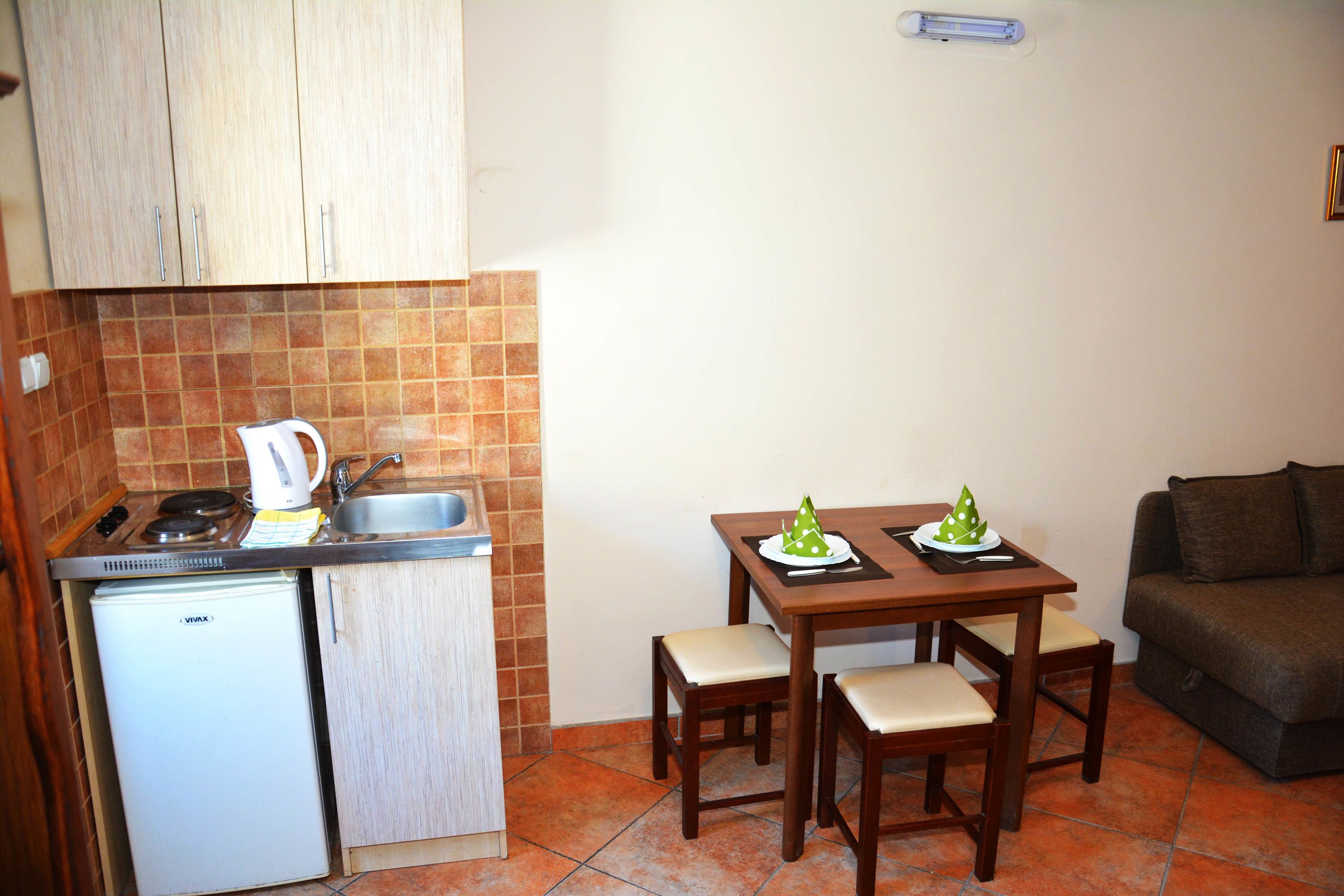 apartment, 1 bedroom, sea view | private kitchenette | fridge, stovetop, electric kettle, cookware/dishes/utensils