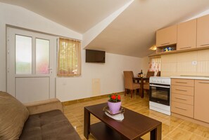 公寓, 1 间卧室, 海景 (3) | 私人厨房 | 冰箱、微波炉、烤箱、炉灶