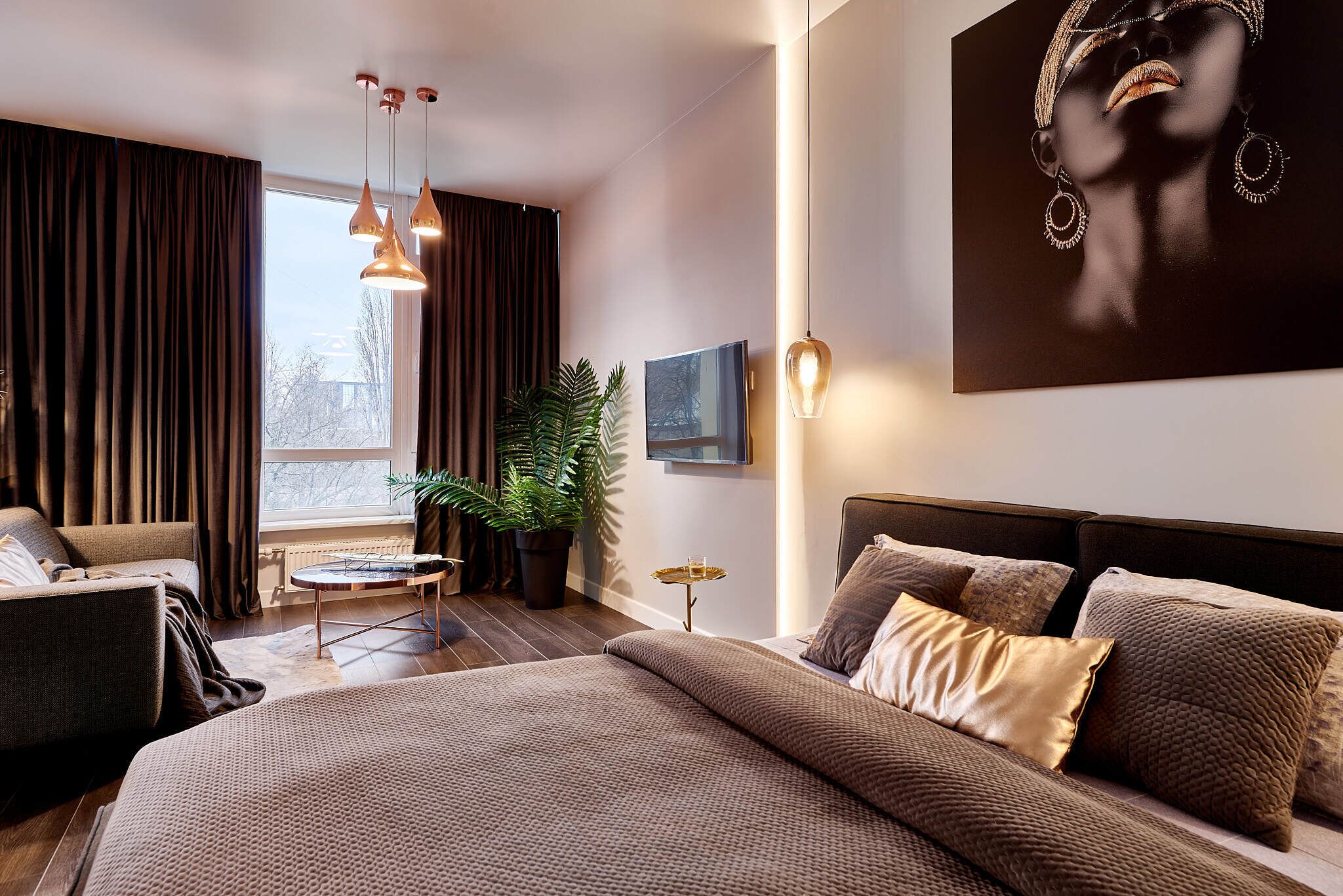 ZH68 Black pearl apartment (Zhilyanskaya street, 68) | 1 bedroom, premium bedding, individually decorated