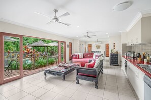 Flat-screen TV, DVD player