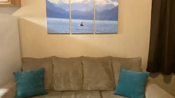 Smart TV, fireplace, DVD player