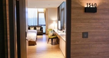 In-room safe, desk, laptop workspace, blackout drapes