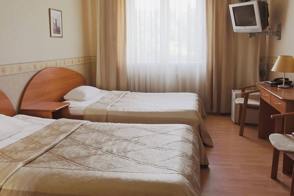 Blackout curtains, free WiFi, bed sheets