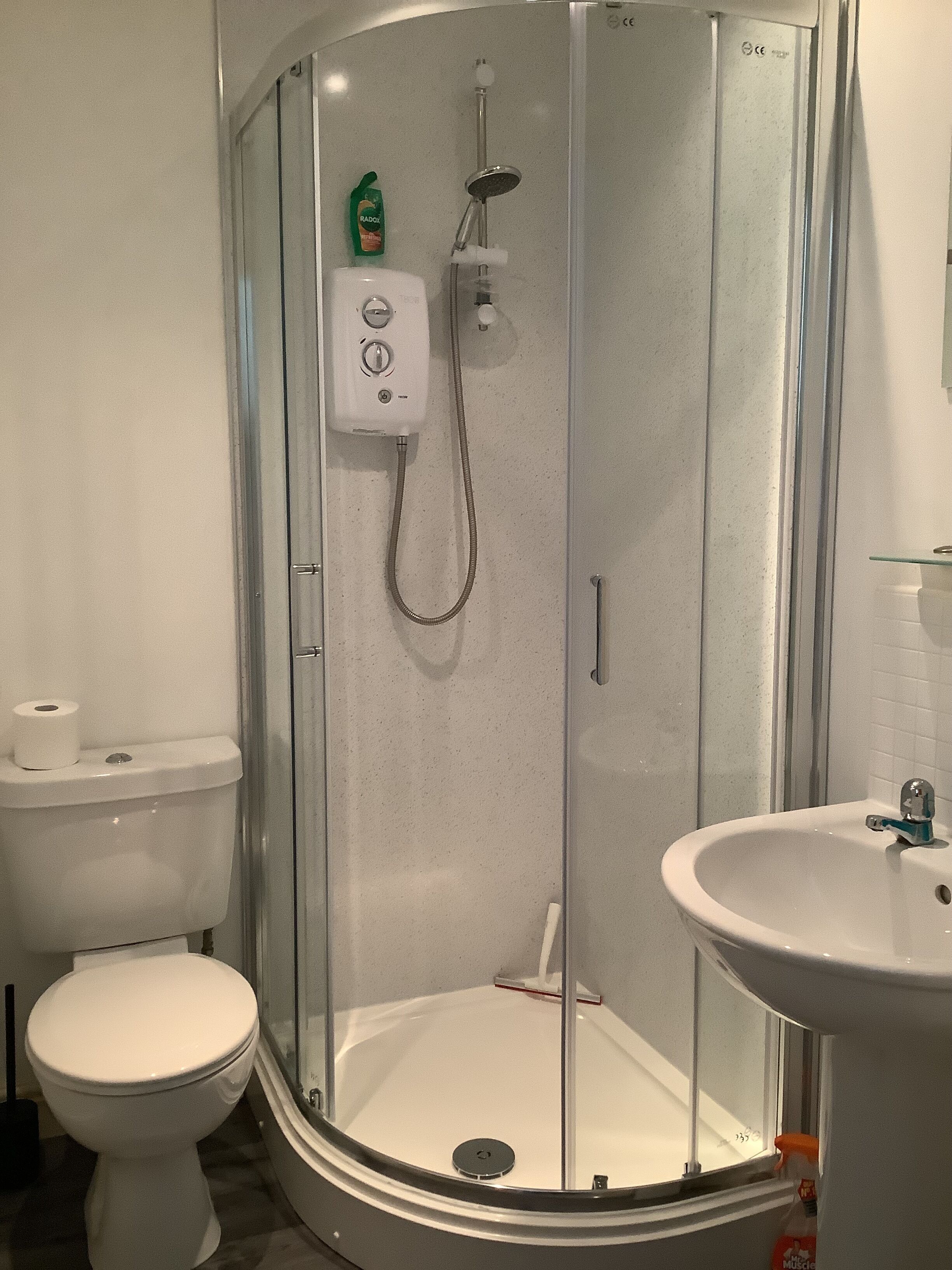 Ensemble douche/baignoire, sèche-cheveux, serviettes fournies, savon