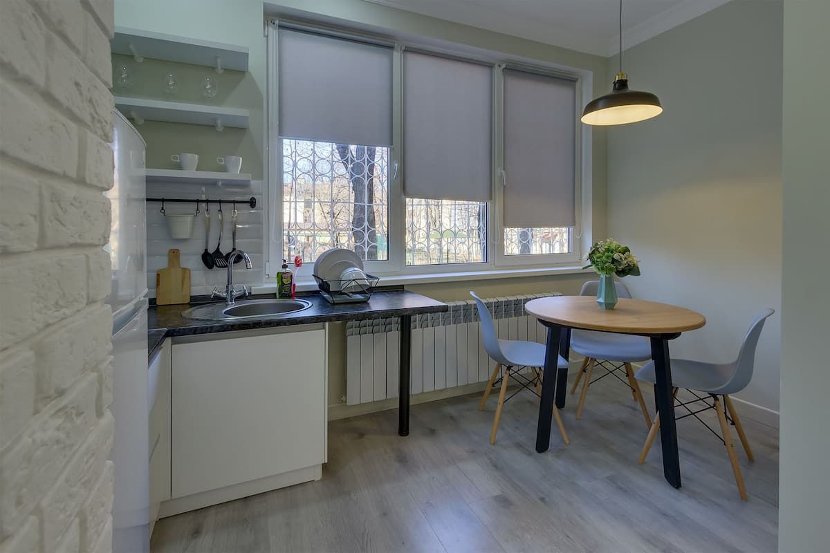 grand apartment, 1 queen bed with sofa bed, courtyard view, ground floor | private kitchen | full-sized fridge, microwave, stovetop, espresso maker