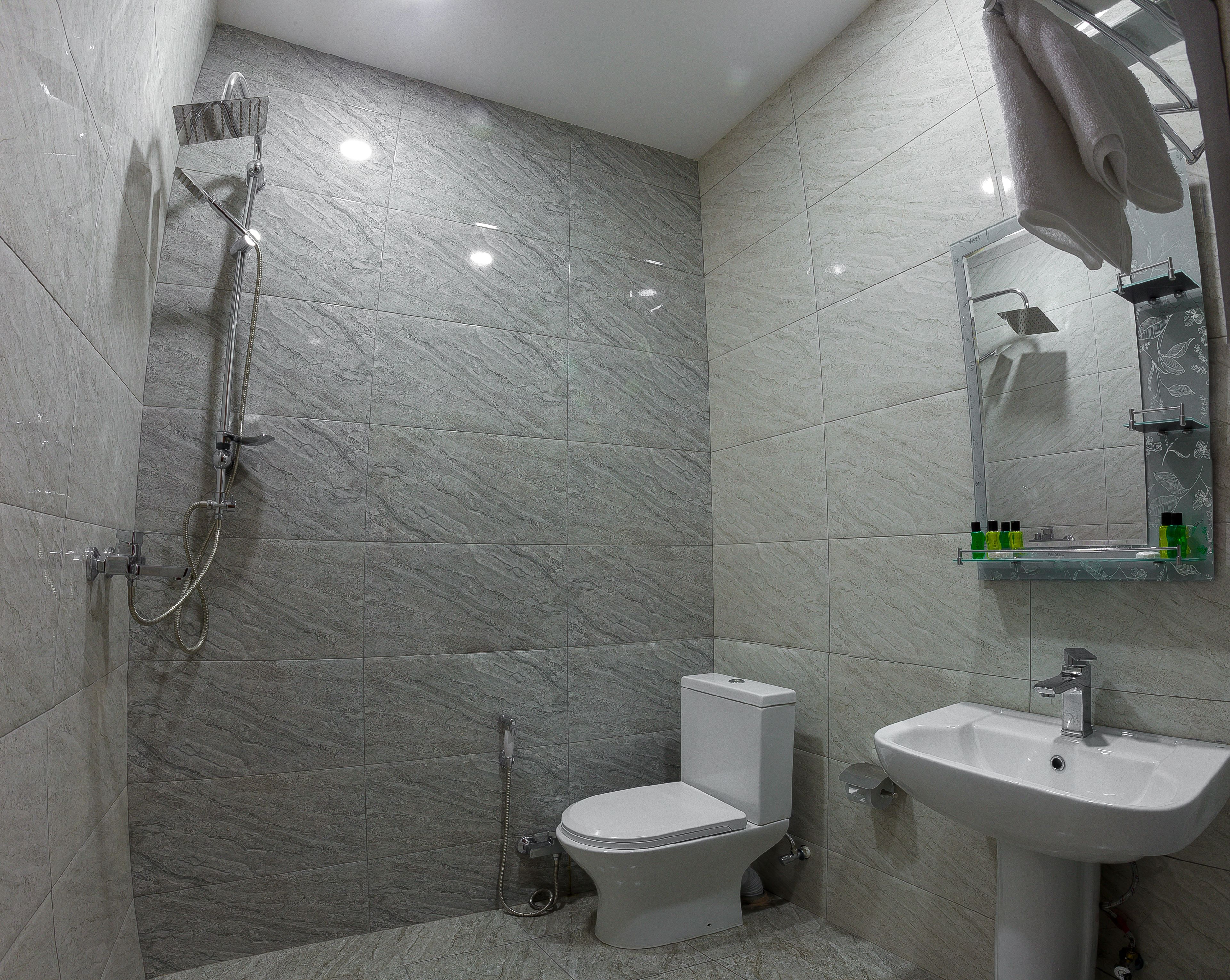 shower, free toiletries, hair dryer, bathrobes