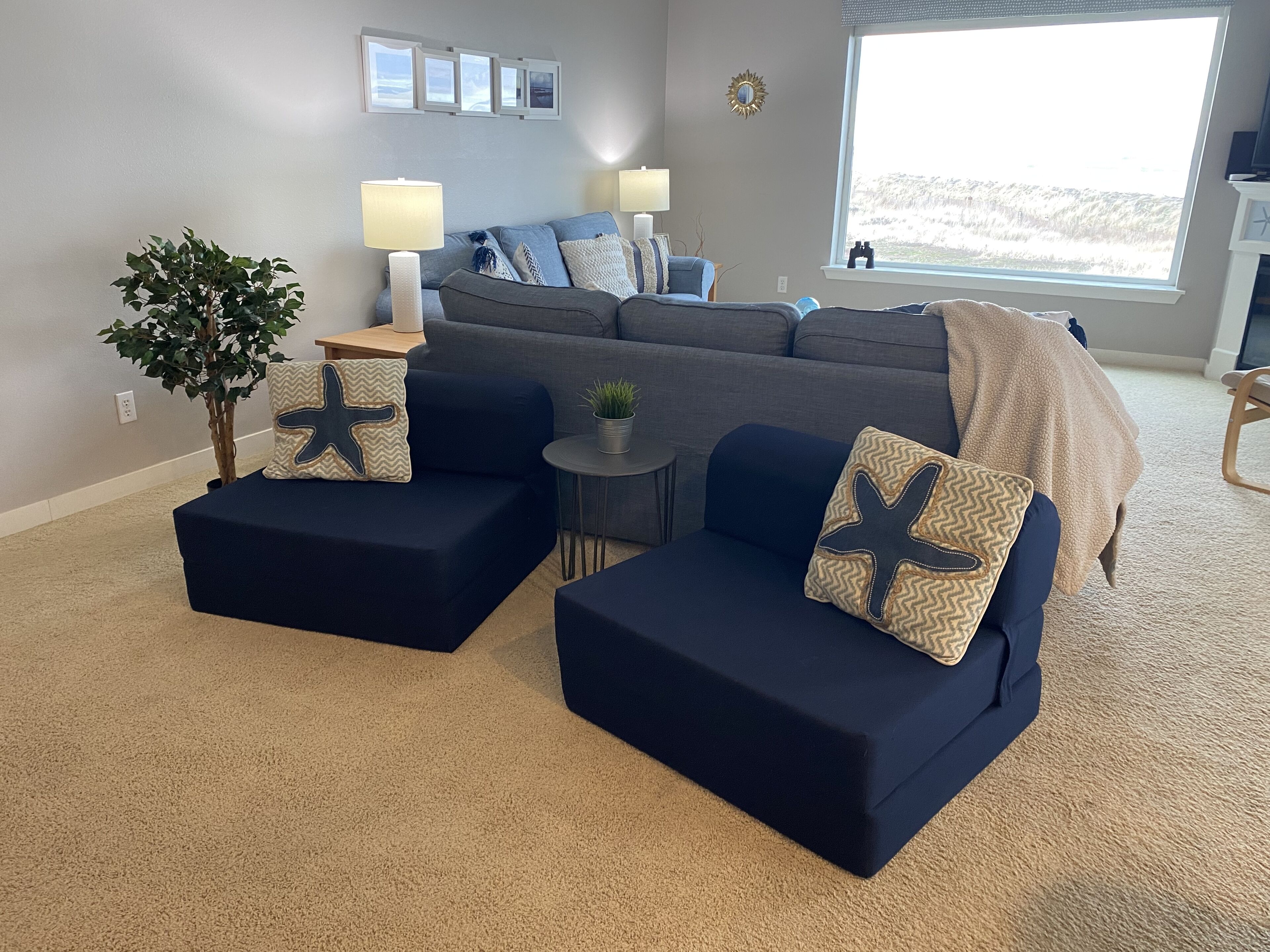 Smart TV, chimenea y libros 