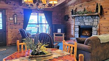 Smart TV, fireplace, DVD player