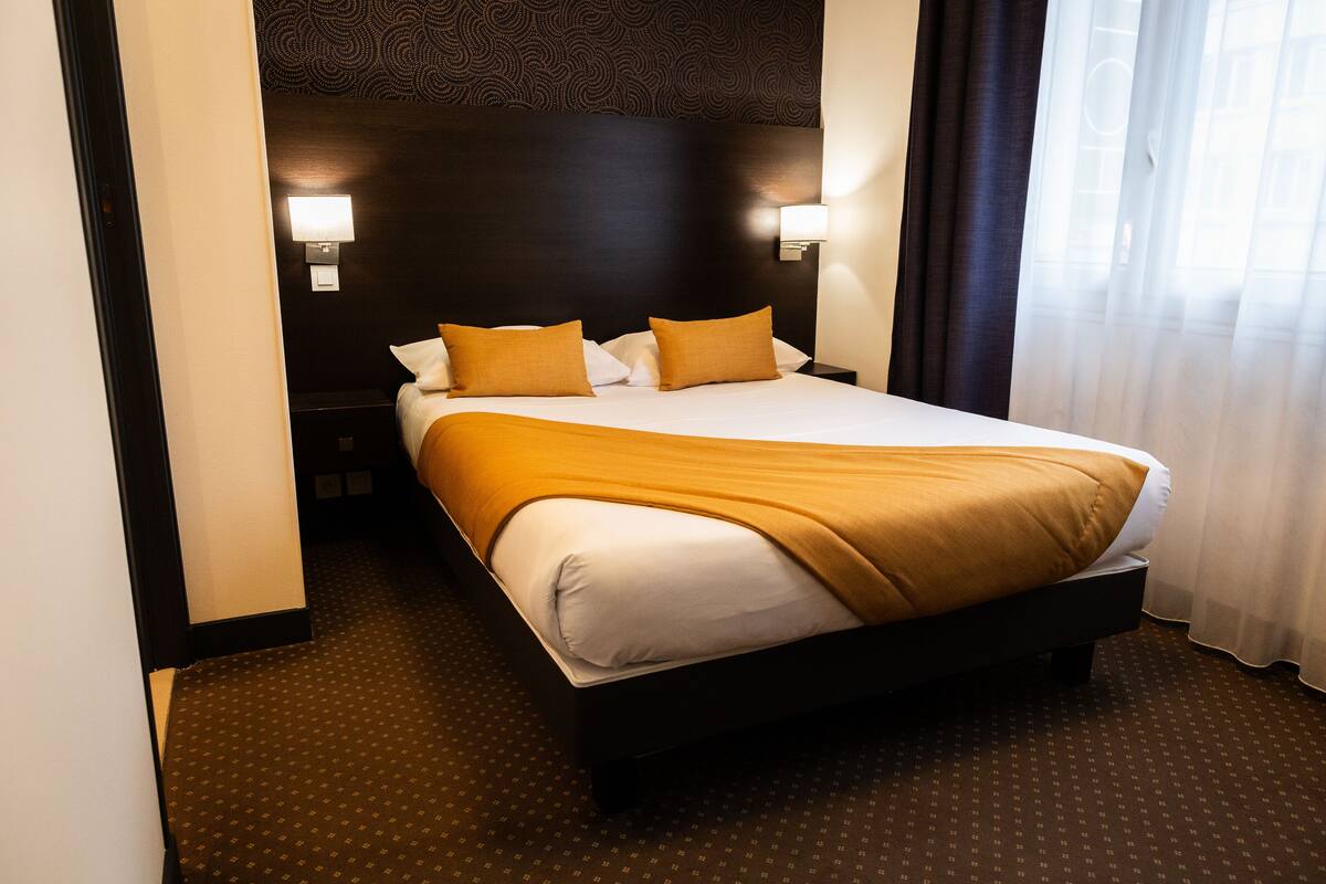 double room | premium bedding, desk, blackout curtains, iron/ironing board