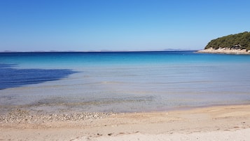 On the beach, scuba diving
