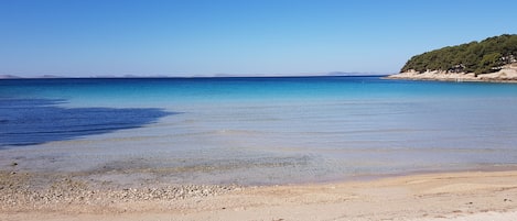 On the beach, scuba diving