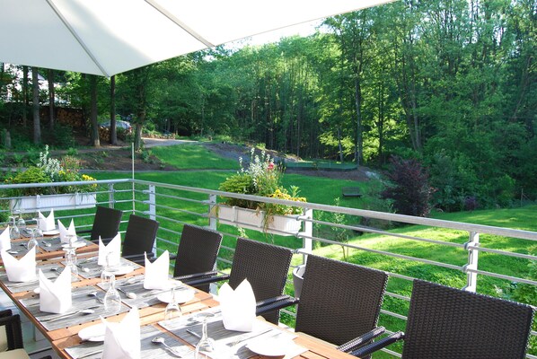 Regional cuisine, garden views